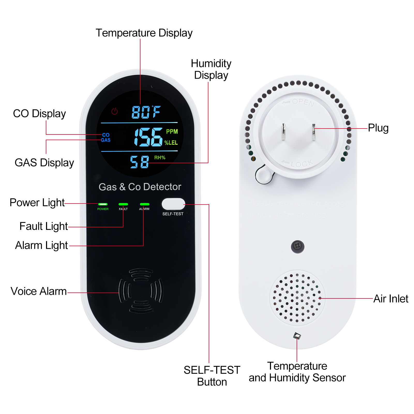 4'ü 1 Arada LCD Ekranlı Karbon - Co Detector Plug incelemesi ve fiyatı