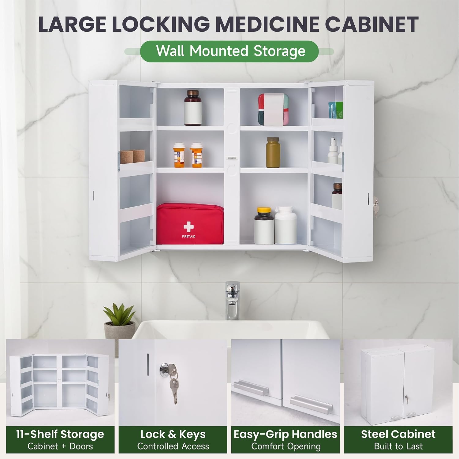Büyük Kilitlenebilir İlaç Dola - Medicine Cabinet Lock incelemesi ve fiyatı